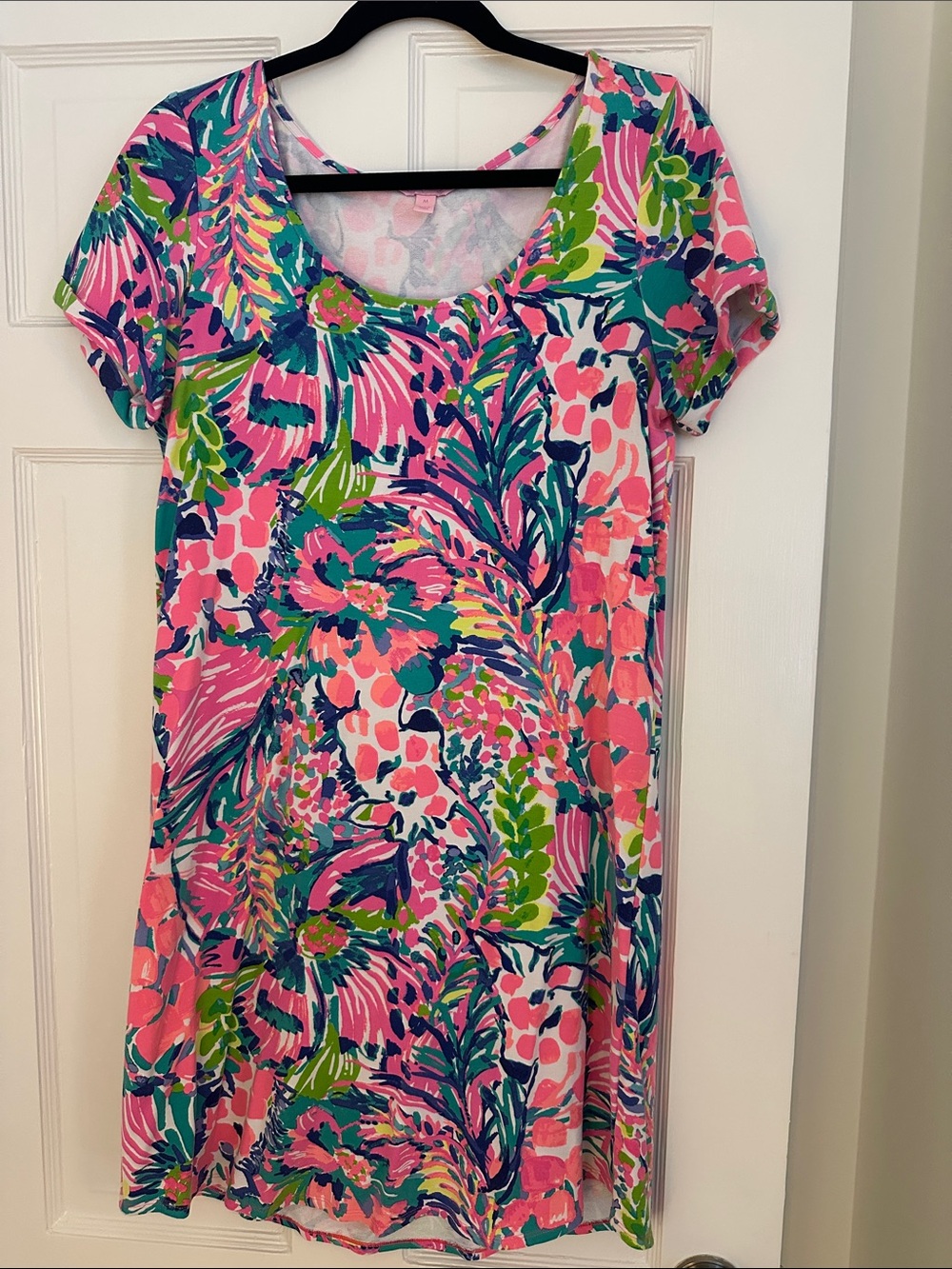 Lilly Pulitzer Pink Teal Green Floral Shift Dress
